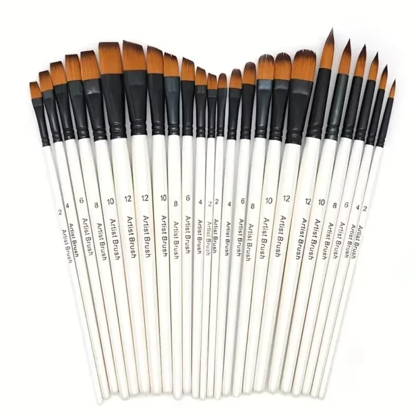 Lot de 6 pinceaux en nylon pour peinture acrylique