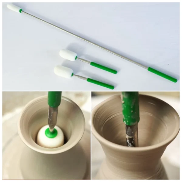Éponge de poterie avec poignée télescopique en acier inoxydable
