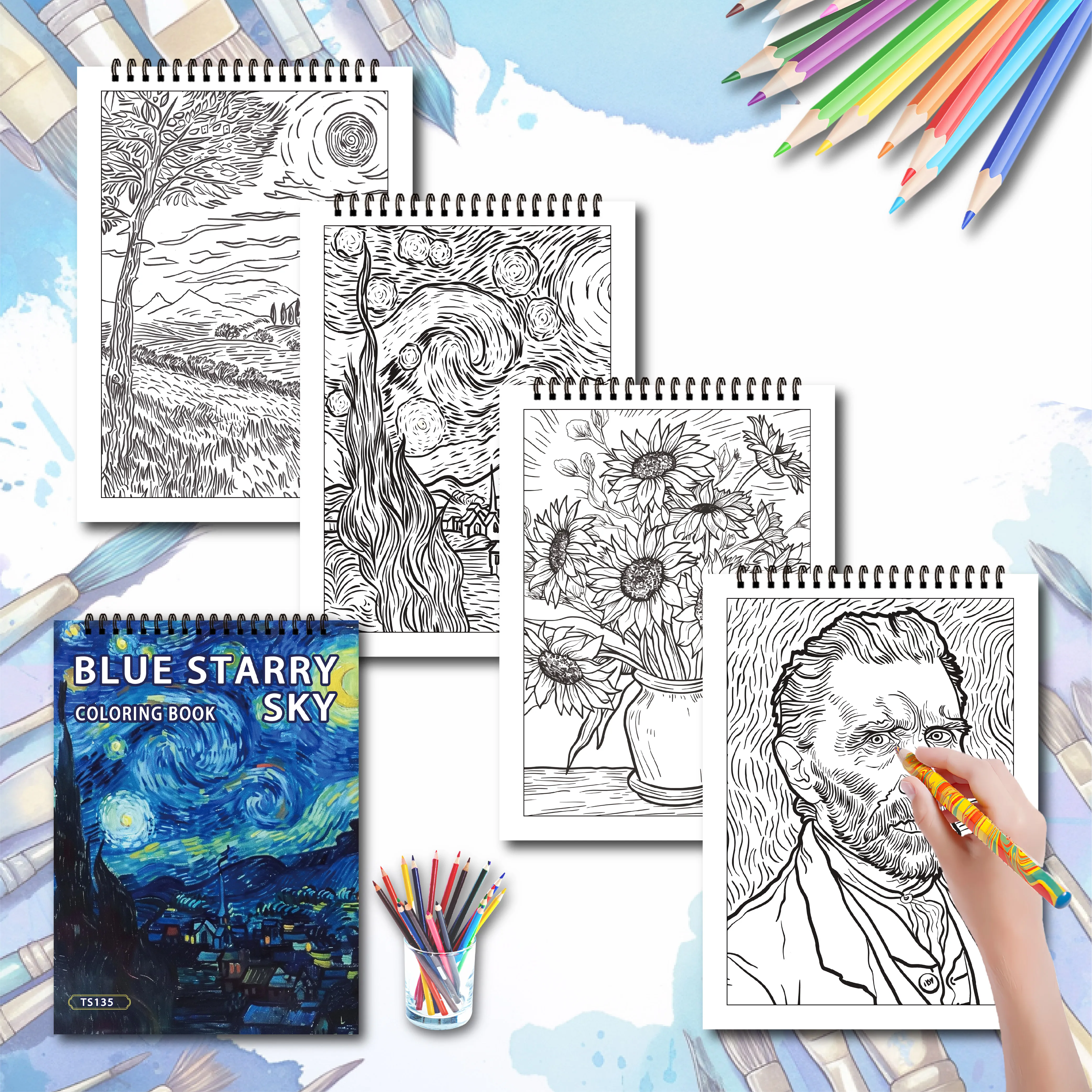 Lot de 3 carnets de coloriage anti-stress adultes