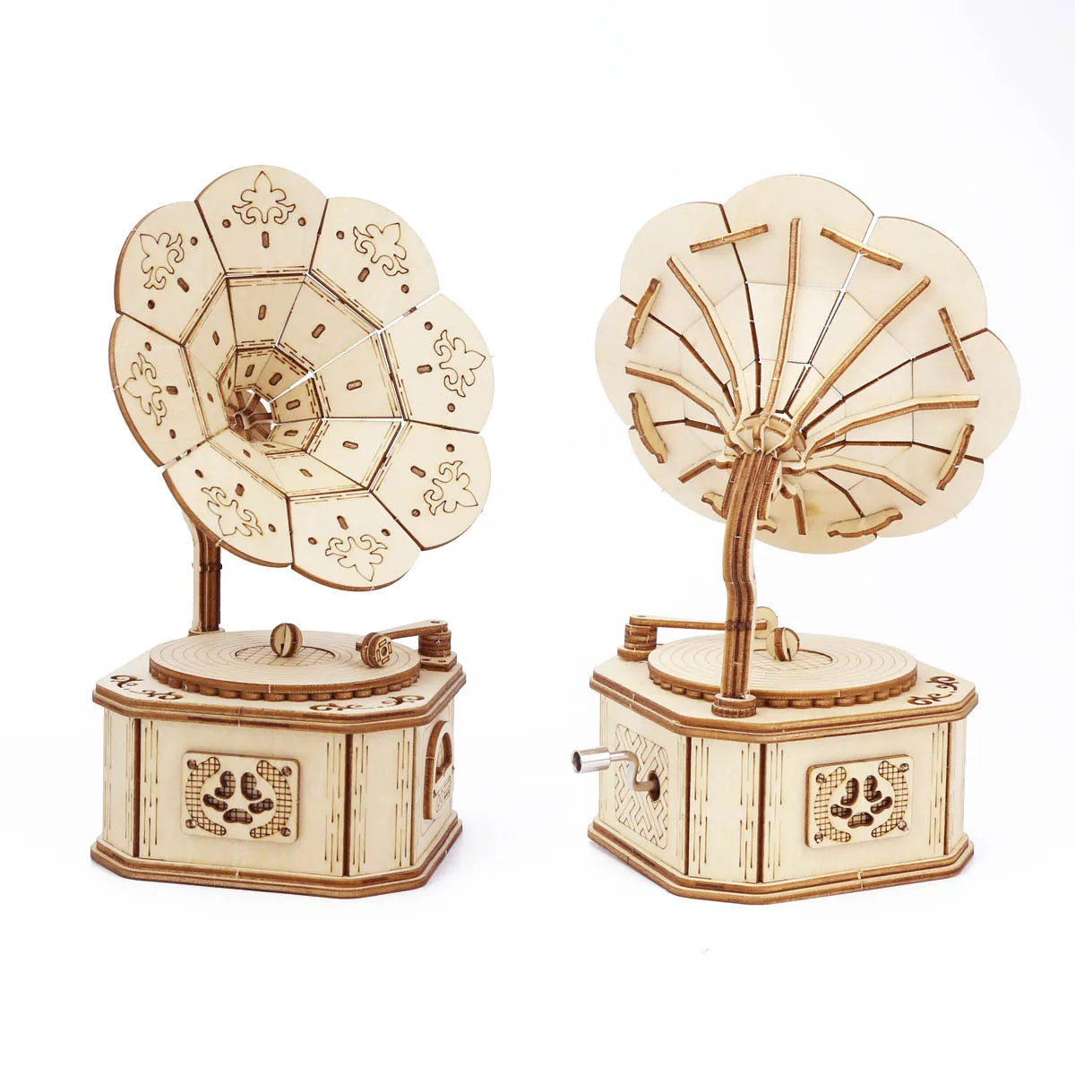 Puzzle 3D en bois à assembler – Boîte à musique gramophone vintage – Image 6