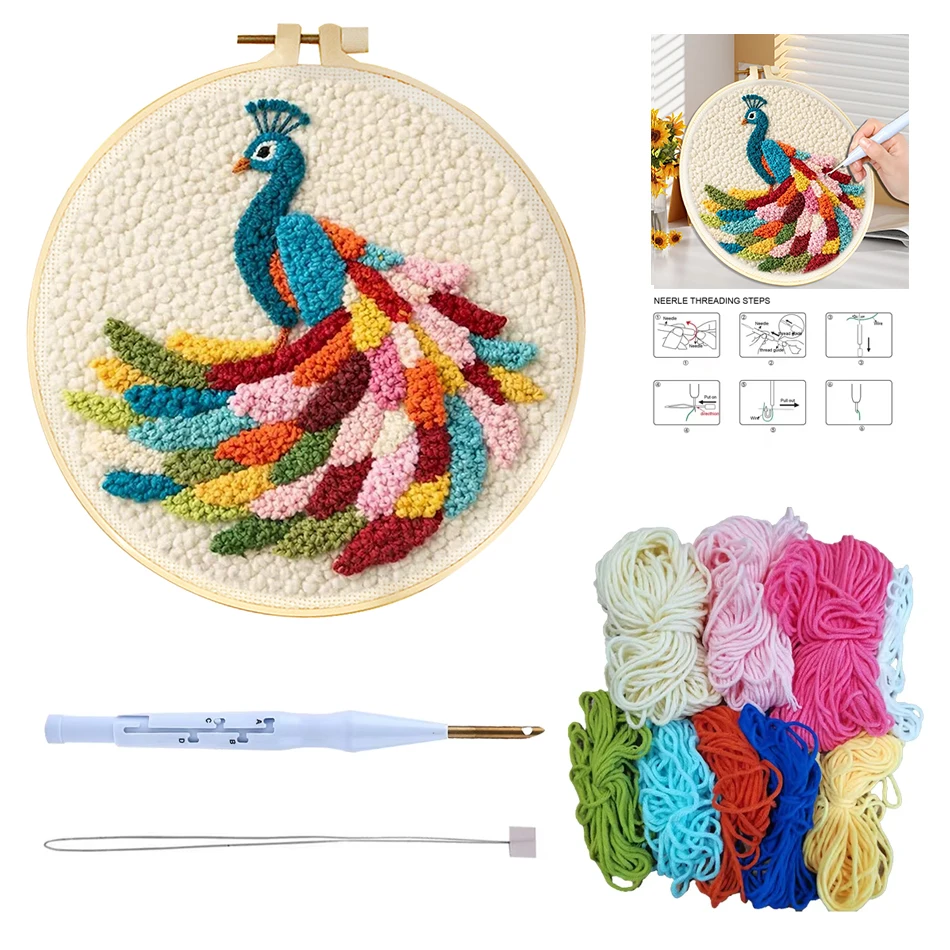 Kit punch needle débutant motif animal – Set de broderie complet – Image 2