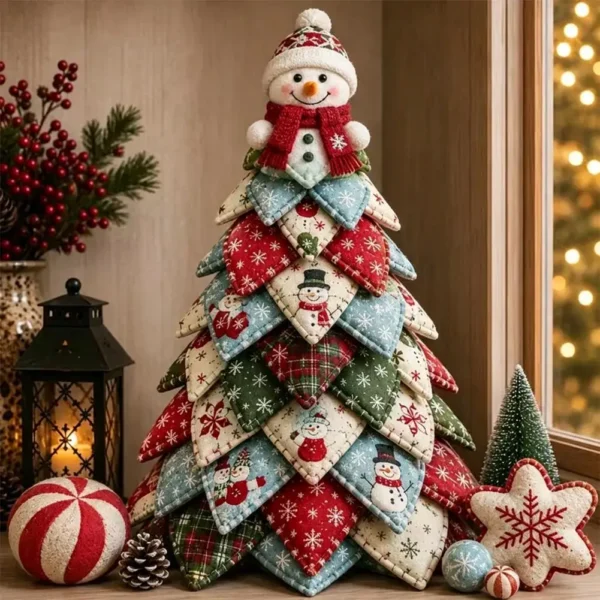 Kit sapin de Noël DIY en tissu à faire soi-même – Sapin matelassé décoratif vintage sans couture