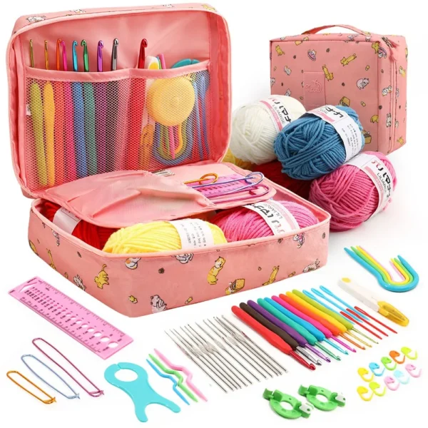 Kit crochet complet 53 pièces pour débutant – Crochets, accessoires & trousse de rangement