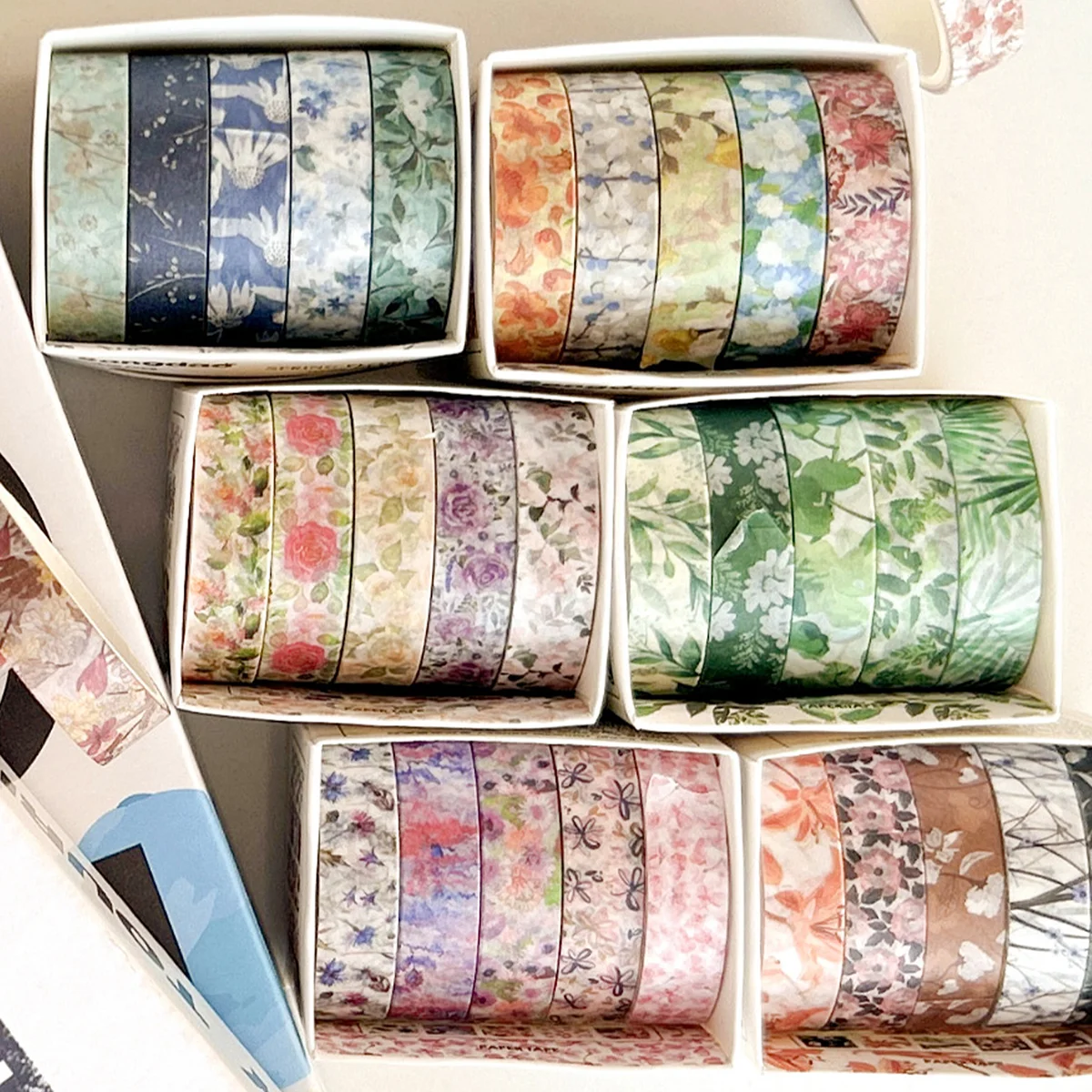 Set de 5 rubans washi tape fleuris – Masking tape décoratif floral pour scrapbooking & bullet journal – Image 3