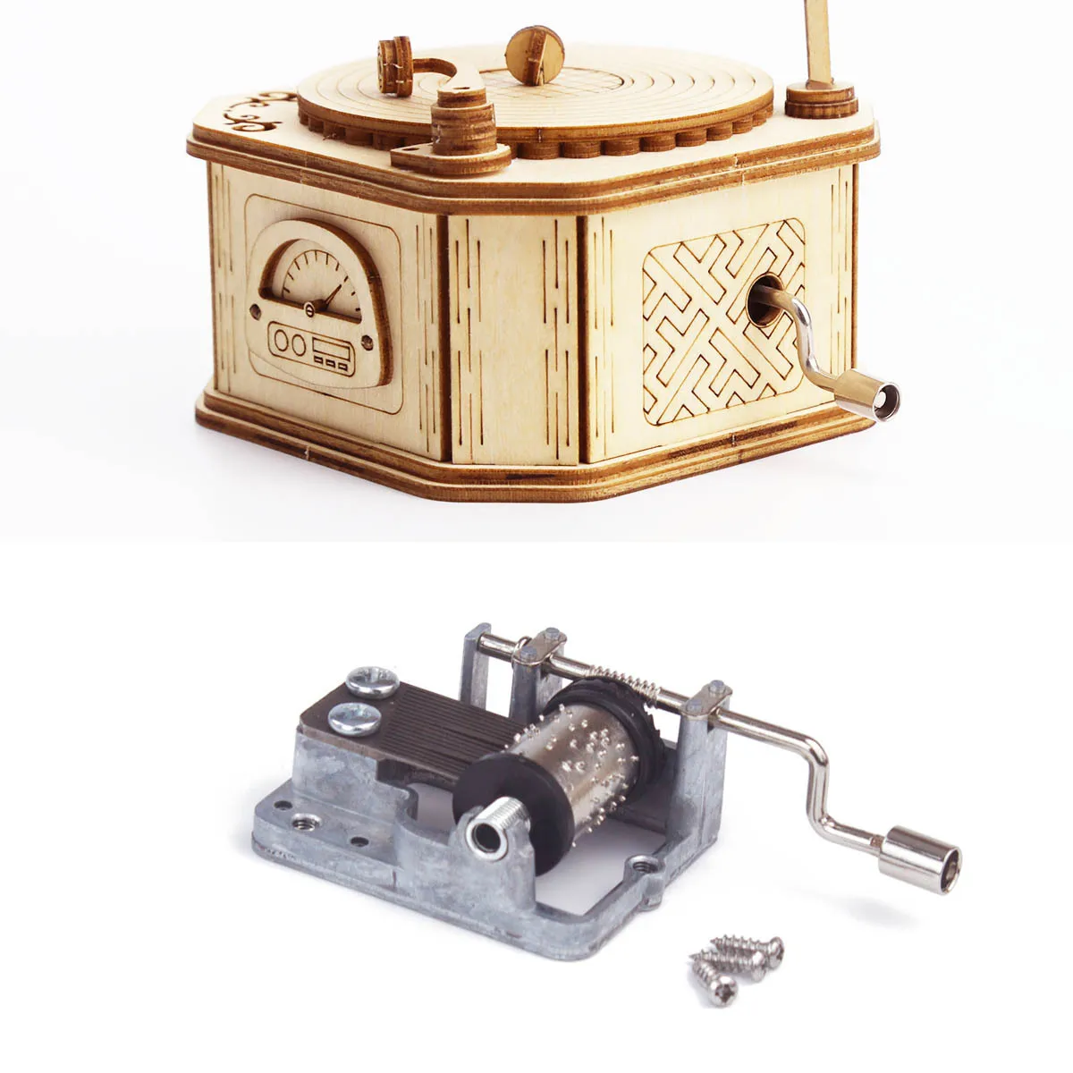 Puzzle 3D en bois à assembler – Boîte à musique gramophone vintage – Image 5