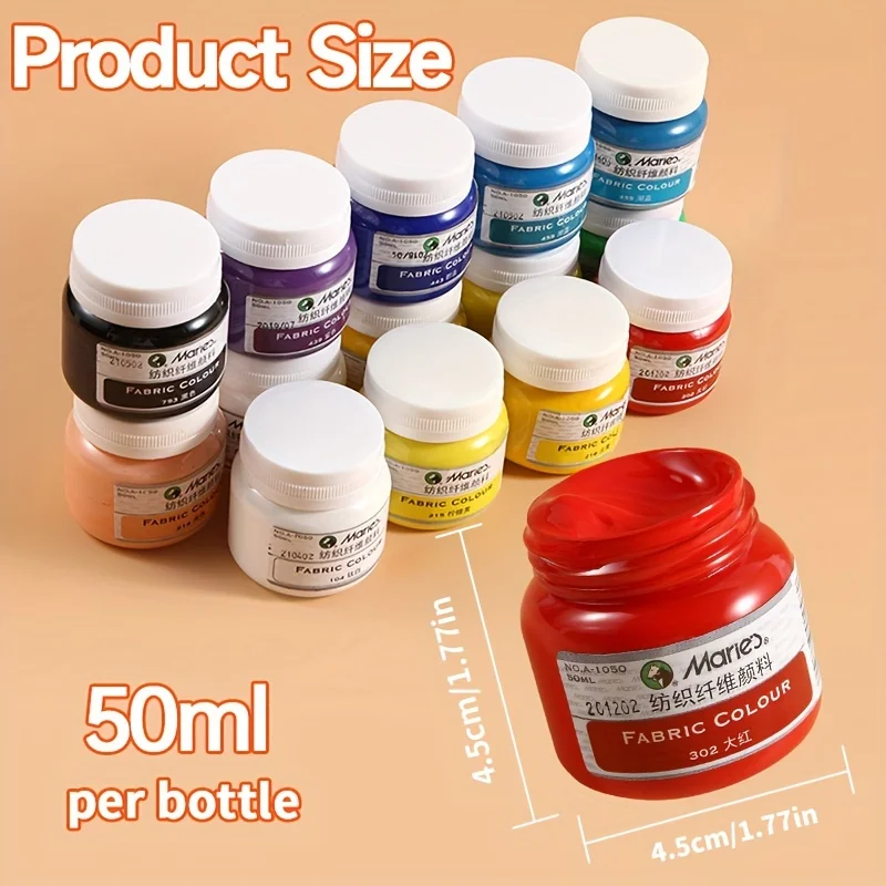 Peinture textile permanente 50 ml – Peinture acrylique pour tissu, vêtements & chaussures – Image 2