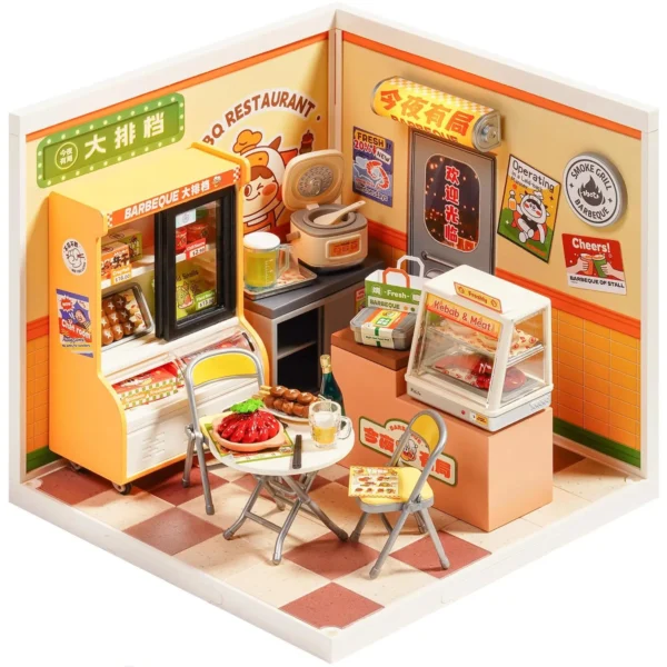 Maison miniature à construire – Kit maquette restaurant DIY avec meubles & accessoires