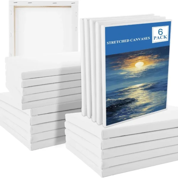 Lot de 6 toiles à peindre – Toiles blanches sur châssis huile & acrylique