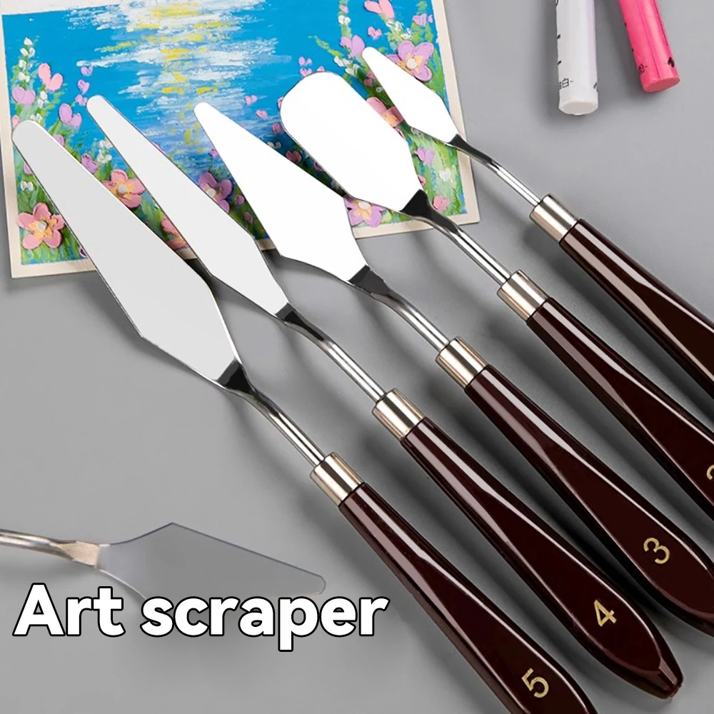 Set de 5 couteaux à peindre – Spatules en acier inoxydable pour peinture à l'huile & acrylique, effets de matière – Image 2