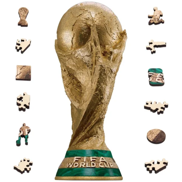 Puzzle en bois 3D découpé au laser - Trophée Coupe du Monde FIFA 2026
