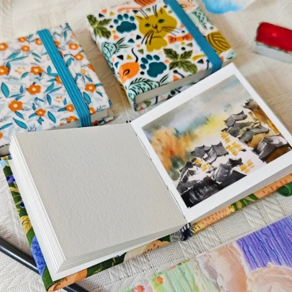 Carnet aquarelle de poche tissu – Papier coton croquis