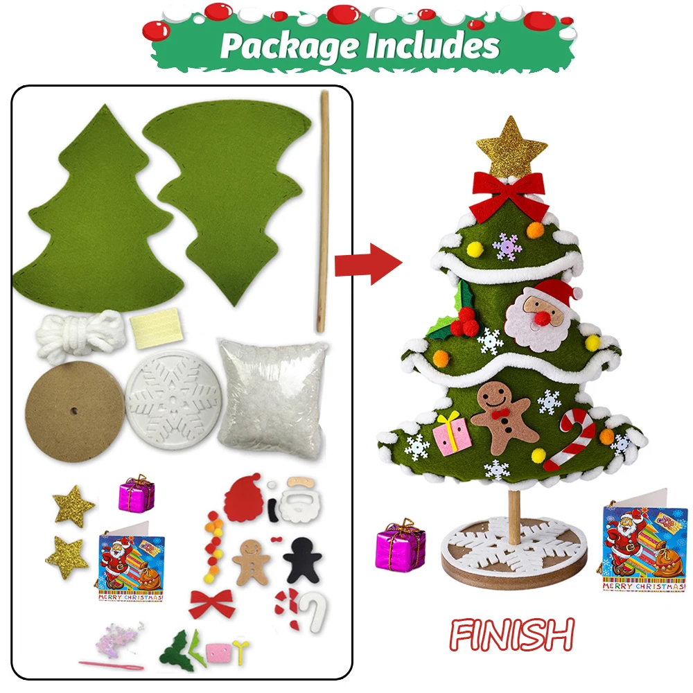 Kit sapin de Noël en feutrine à faire soi-même – Sapin de table décoratif DIY – Image 2