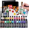 Kit de peinture sur verre – Set de 12 ou 24 couleurs avec 6 pinceaux nylon & palette de mélange