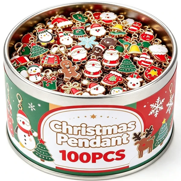 Lot de breloques de Noël assorties – Pendentifs à clipser pour création de bijoux DIY, coloris variés