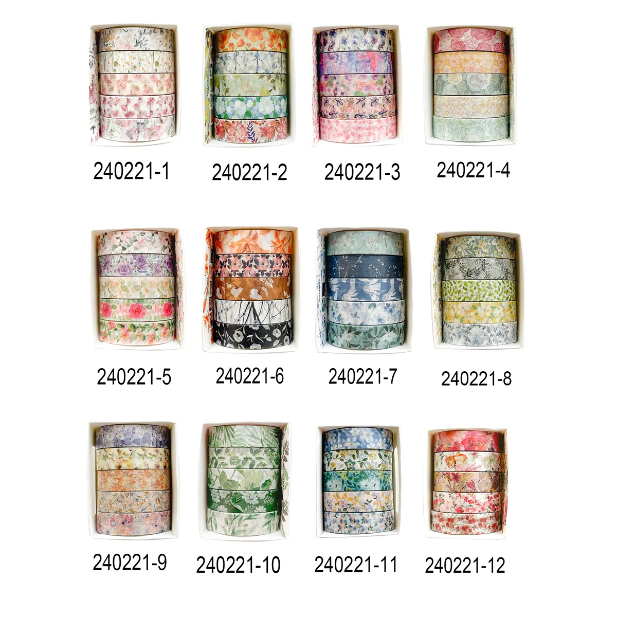 Set de 5 rubans washi tape fleuris – Masking tape décoratif floral pour scrapbooking & bullet journal – Image 6