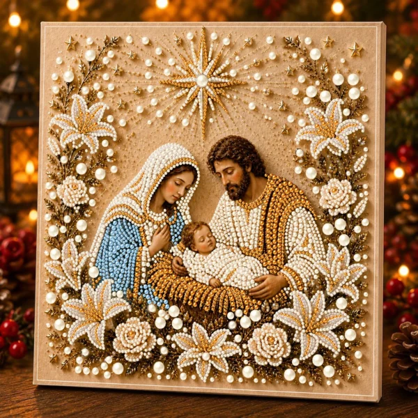 Kit diamond painting religieux 3D – Tableau perles & strass en relief