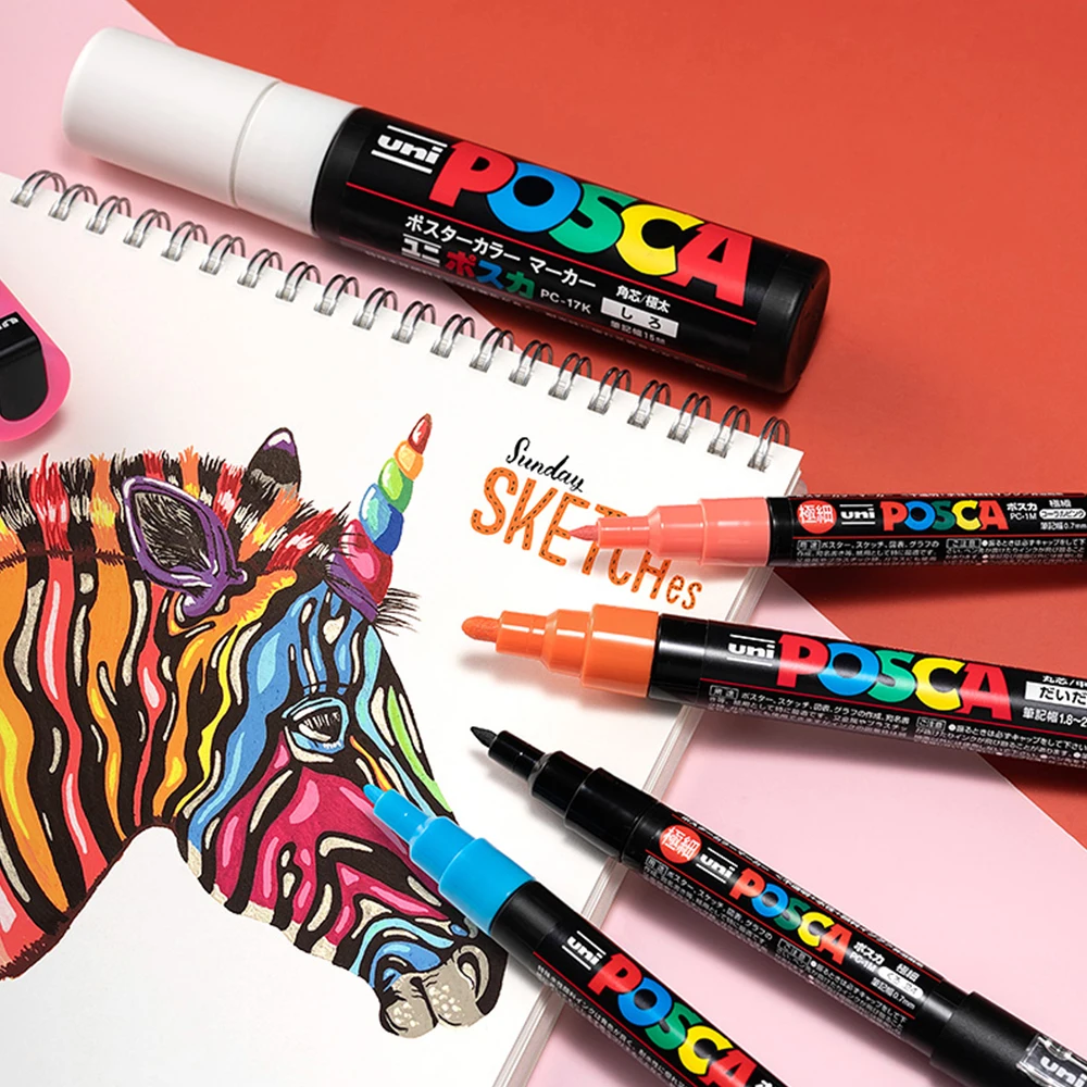 Marqueurs POSCA – Set de 16 feutres acryliques (PC-1M / PC-3M / PC-5M) dessin, DIY & lettering – Image 6
