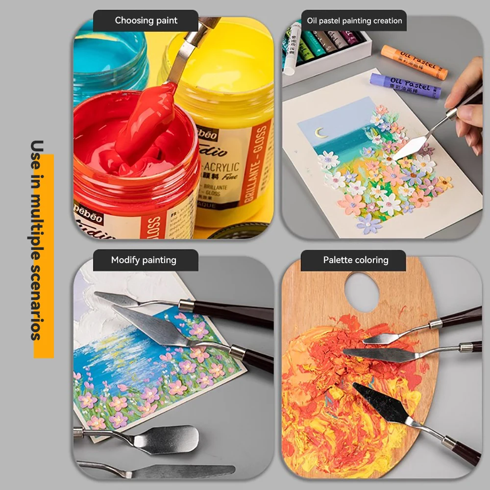 Set de 5 couteaux à peindre – Spatules en acier inoxydable pour peinture à l'huile & acrylique, effets de matière – Image 6