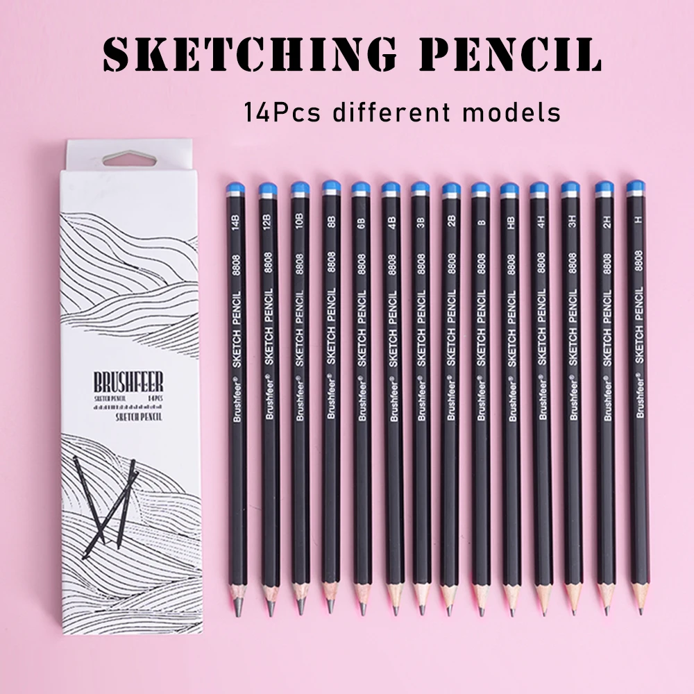 Ensemble de 14 crayons à dessin graphite 4H-14B – Kit croquis professionnel – Image 2