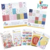 Kit de scrapbooking complet 7 pièces – Papiers décoratifs, stickers, die-cuts, étiquettes & cartes de journaling
