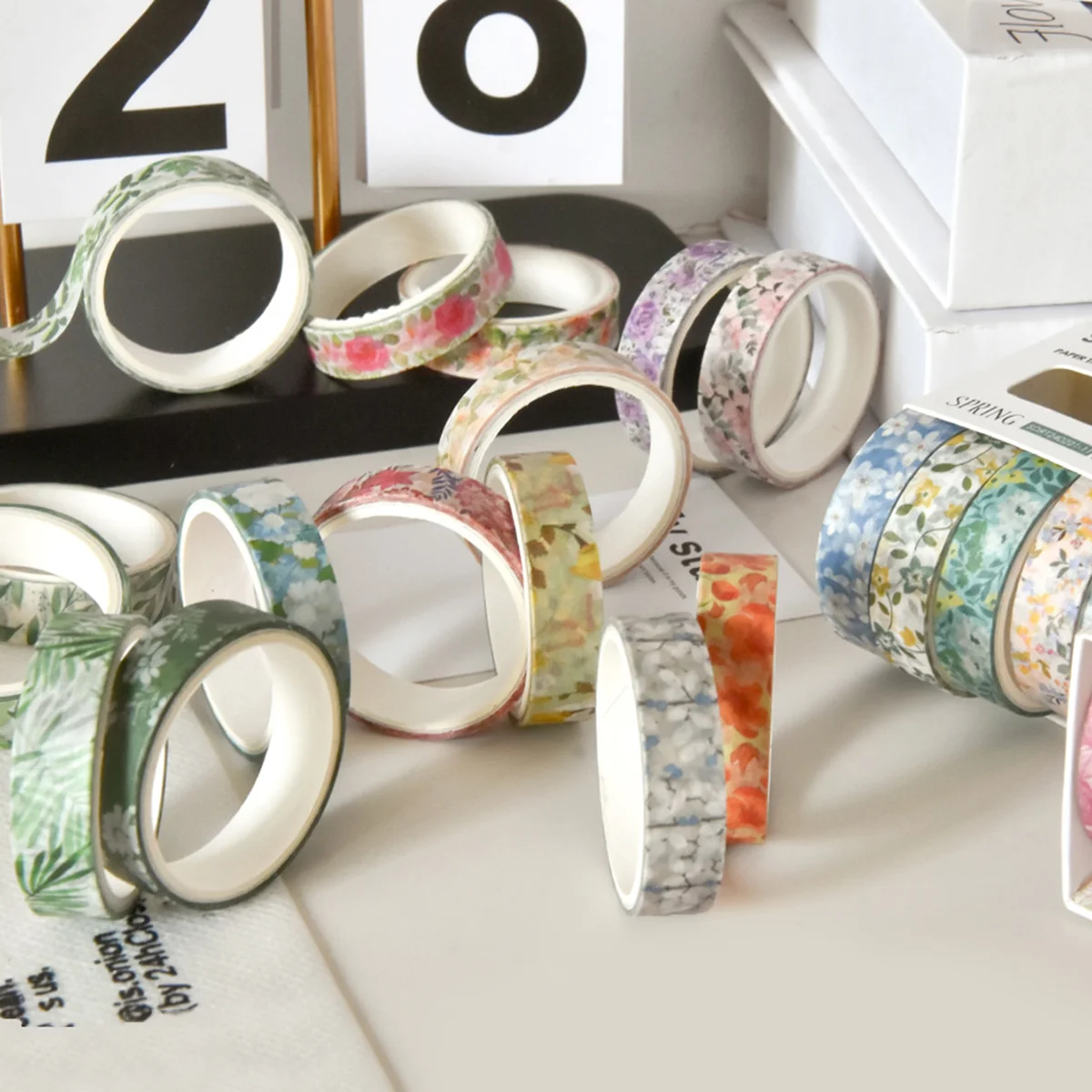Set de 5 rubans washi tape fleuris – Masking tape décoratif floral pour scrapbooking & bullet journal – Image 5