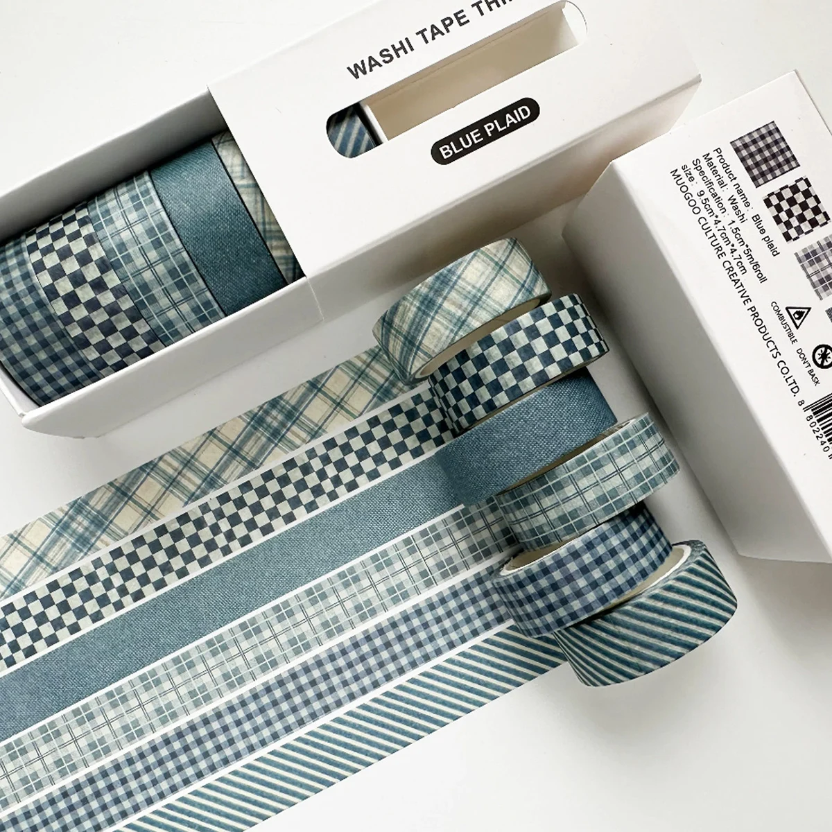 Set de 6 washi tapes à carreaux & pois – Masking tape vintage scrapbooking – Image 4